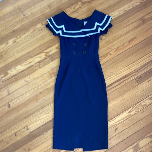bettie page captain navy blue wiggle dress Bettie Page Knee Length Dresses for Women for sale